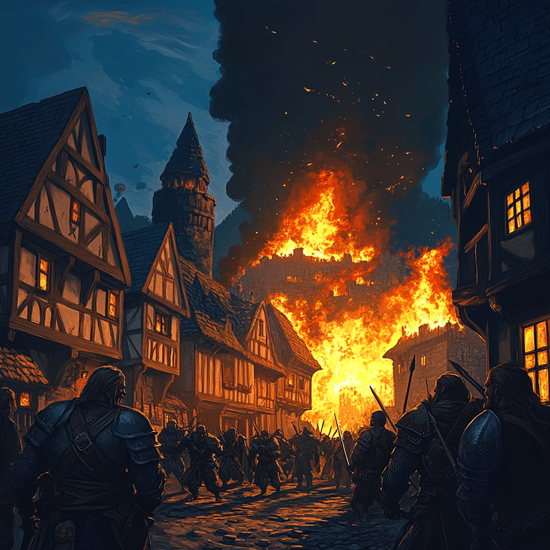 Burning village
