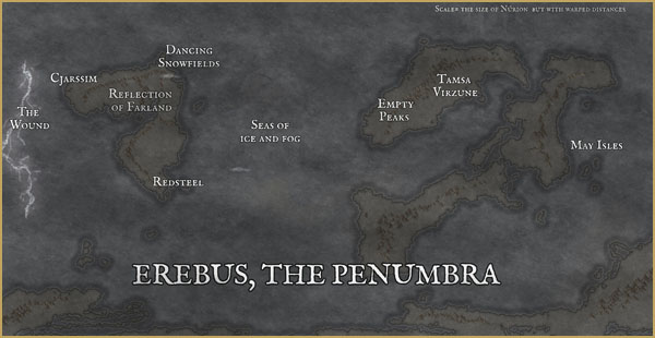Map of Erebus. All rights reserved.