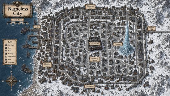 Nameless City map. All rights reserved.